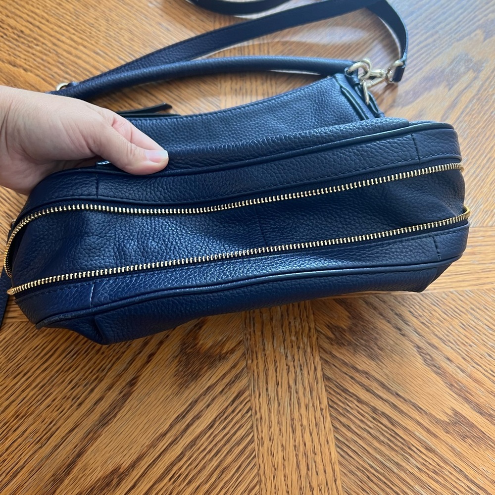 kate spade Ella Navy Blue Pebbled Leather Crossbody Bag - Picture 3 of 13